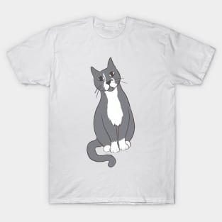 Grey Tuxedo Cat Sitting Pretty T-Shirt